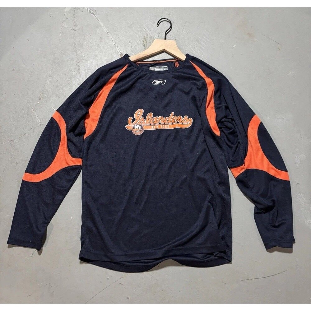 Reebok New York Islanders long-sleeve performance shirt L navy blue N orange
